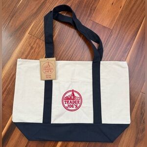 Trader Joe's Large Reusable Navy Blue Tote Shopping Bag NWT